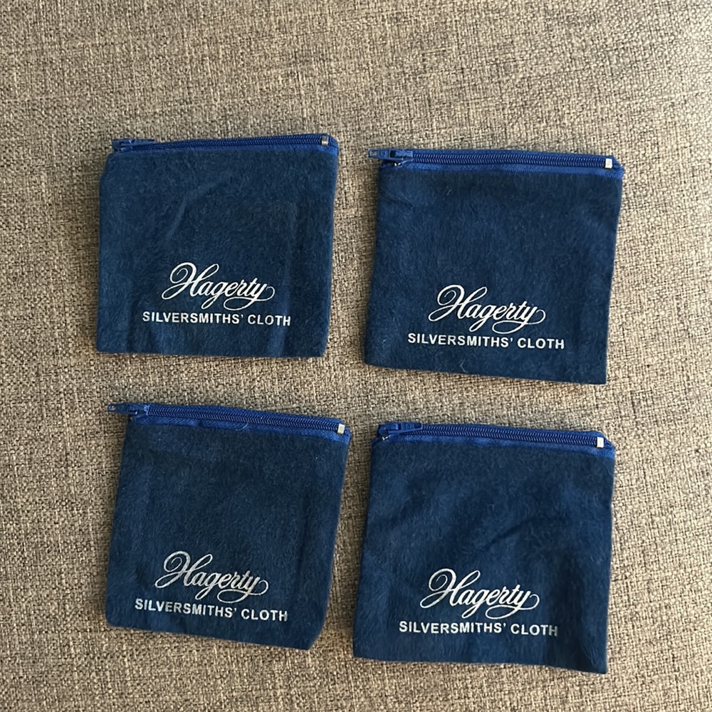 FOUR Hagerty Silversmith Cloth 4 " x 4" Zippered Jewelry Bag
